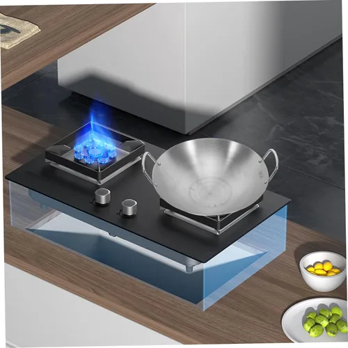 Miniatura 6 de STOBAZA Olla de cocina Sartén de acero inoxidable Sartén de acero Wok de fondo plano para cocinar herramienta de cocina multifunción