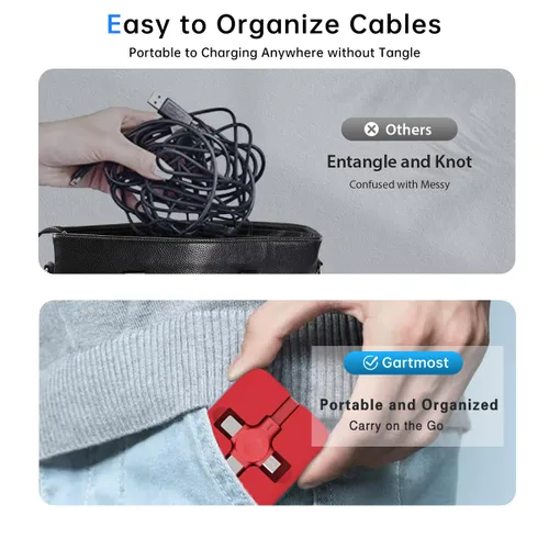Miniatura 5 de Gartmost 6 unidades 3 en 1 retráctiles múltiples cargadores rápidos Cable a granel (3.28 pies) con USB C/Micro USB/L y soporte para teléfono