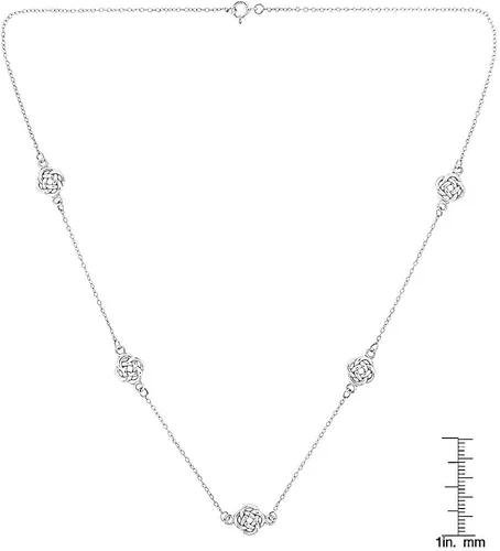 Miniatura 3 de Hoops & Loops Collar de cadena de plata de ley 925 con nudo de amor para mujeres, adolescentes, plata, oro amarillo, oro rosa