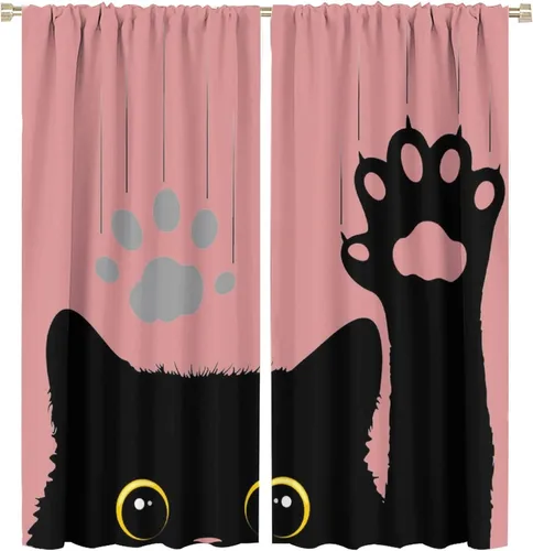 Miniatura 42 de Cortinas opacas de gato abstracto, arte simple, universo planeta, dibujos animados, lindo, divertido, colorido, gato, azul, niños, niñas, niños