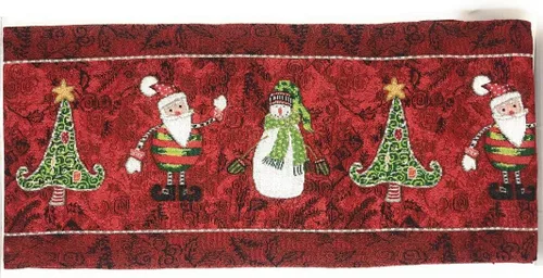 Tache Here Comes Santa Claus antiguo vintage de Nochebuena tradicional temporada de vacaciones, tapiz tejido decorativo rojo, caminos de mesa, 13 x