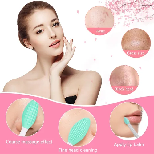 Miniatura 3 de Exfoliador facial de silicona, 1 cepillo exfoliante para labios, 1 cepillo de limpieza, 2 exfoliadores de mascarilla facial, herramienta