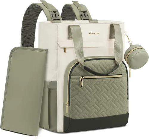 Miniatura 10 de LOVEVOOK Mochila para pañales, bolsa de bebé portátil de gran capacidad con cambiador de pañales plegable, bolsas de pañales impermeables para bebé