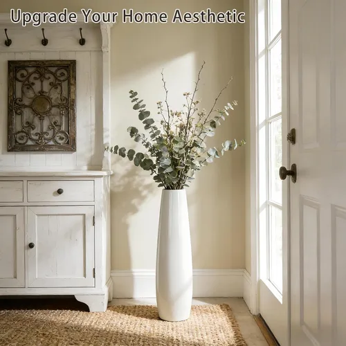 Miniatura 5 de White - Florero de cerámica de 28 pulgadas de alto, jarrones decorativos grandes para decoración moderna del hogar, sala de estar, jarrón grande