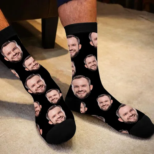 Miniatura 31 de Yofair Calcetines personalizados con foto – Calcetines divertidos personalizados con imagen – Regalos de Navidad personalizados para hombres