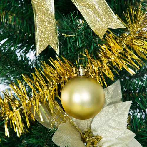 Miniatura 5 de Sunnyglade 94 piezas de adornos para árbol de Navidad con purpurina, flores de Pascua, lazos, cintas, hojas y bola de decoración variada para árbol
