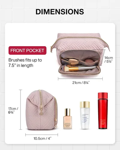 Miniatura 5 de BAGSMART Bolsa de maquillaje de viaje, bolsa de cosméticos, estuche organizador de maquillaje, bolsa grande de apertura amplia para mujeres, bolso