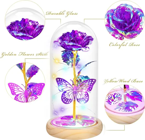Miniatura 9 de QUNPON Regalos de rosas para el día de la madre, regalos de rosas para mujeres, regalos de cumpleaños para mujeres, flores de mariposa moradas
