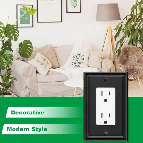 Miniatura 4 de Placa Decorativa Moderna Negra para Interruptor de Luz Cubierta de Interruptor de Luz Cubiertas de Tomacorriente Decorativo Placas de Interruptor