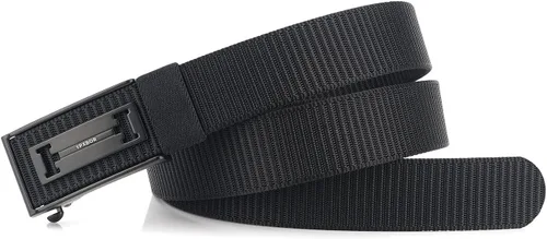 Miniatura 4 de Cinturón de trinquete para hombre, cinturón táctico de nailon con hebilla de clic automática, cincha extra gruesa de 1.3 pulgadas (negro)