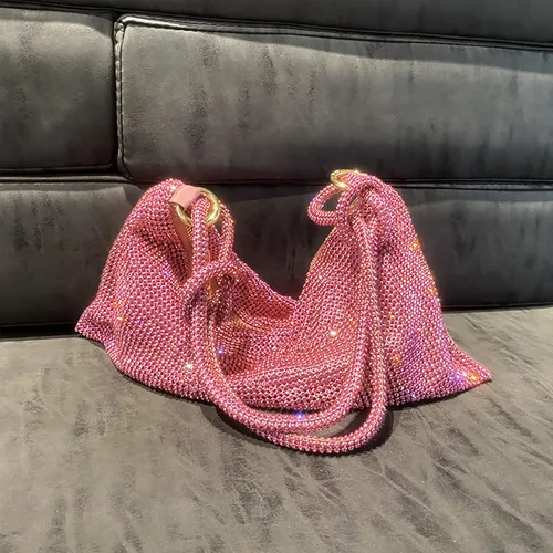 Miniatura 3 de Bolso de noche brillante con diamantes de imitación para mujer, bolso de mano plateado, bolso Hobo para fiesta, baile de graduación, boda