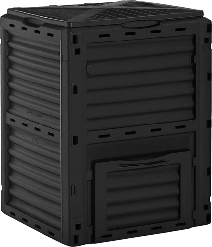 Outsunny Caja de compostaje de jardín 80 galones, contenedor de compostaje de gran capacidad para exteriores, crea rápidamente tierra fértil, con