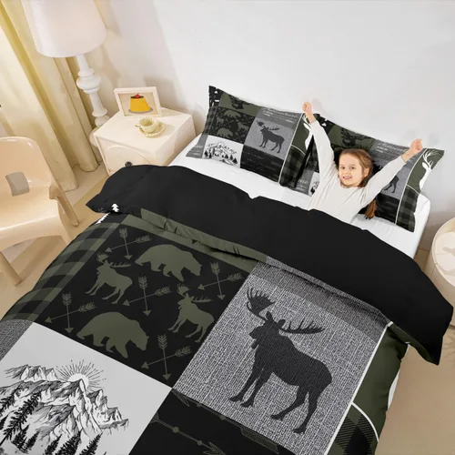 Miniatura 11 de Erosebridal Juego de ropa de cama de pingüinos, funda de edredón de animales antárticos para niños y niñas, funda de edredón estilo caricatura