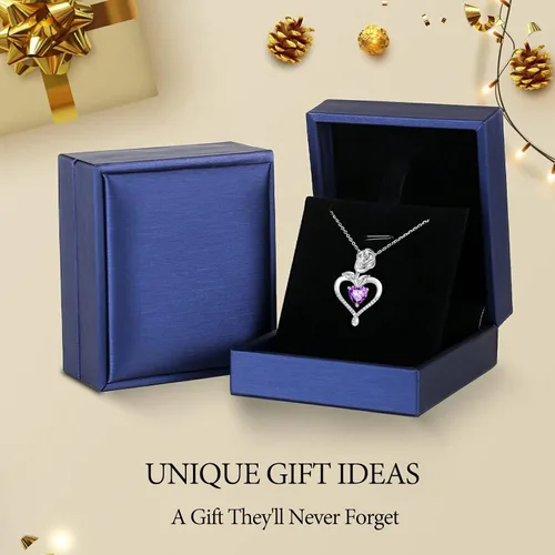 Miniatura 6 de Collares de piedra natal para mujer, a la moda, collar con colgante de corazón de flor de rosa de plata de ley 925, chapado en oro blanco de 14