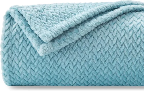 Miniatura 49 de NEWCOSPLAY Manta de Tiro Súper Suave Aqua Franela Sedosa Premium Fleece con Patrón de Hojas Ligera Manta de Cama para Uso en Todas las Estaciones