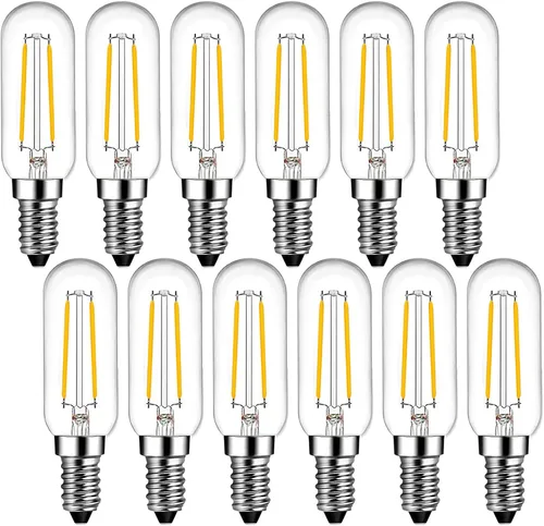 SHUWDKAR Bombilla E14 de 2700 K, color blanco c��lido, equivalente a 25 vatios, bombilla LED Edison vintage de vidrio transparente E14, base europea,