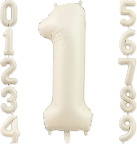 Miniatura 9 de Globos con el número 2, 2 globos, 2 globos de número 40 pulgadas, color blanco arena, grandes globos de aluminio para 2 fiestas de cumpleaños, Arena