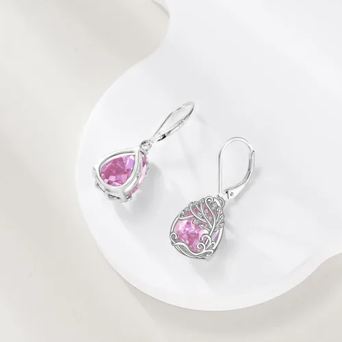 Miniatura 197 de Aretes colgantes con forma de lágrima de filigrana de piedra lunar de plata de ley 925 con cierre de palanca para mujer, regalos de joyería
