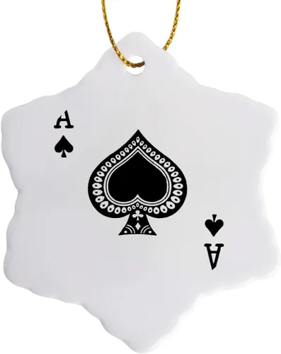 3dRose ORN_76552_1 Ace of Spades - Juego de espada negra, adorno de copo de nieve, porcelana, 3 pulgadas