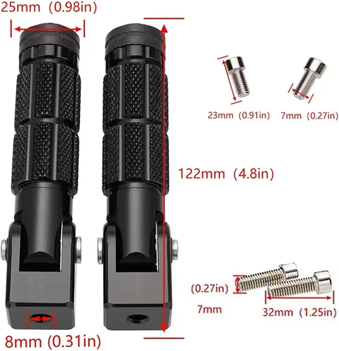 Miniatura 6 de M8 Estriberas Plegables para Motocicleta Estriberas Delanteras Coche Eléctrico Antideslizantes Reposapiés Traseros Bicicleta 90 Grados Fijo Plegable