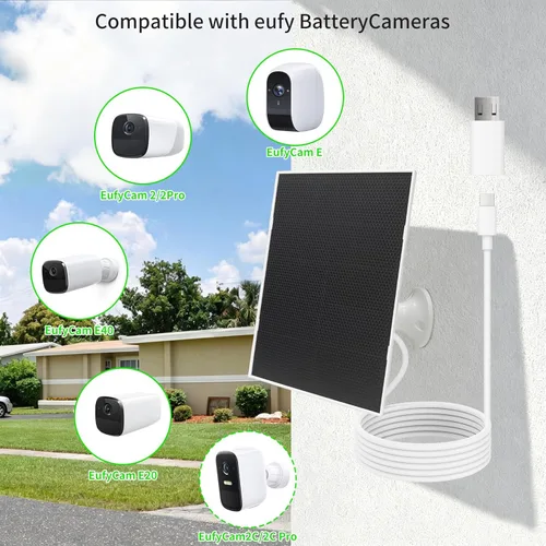 Miniatura 5 de Panel solar de 4 W para cámara de seguridad, cargador de panel solar tipo C y micro para cámara exterior con batería recargable, paneles solares