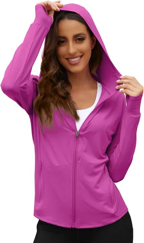 Miniatura 2 de We1Fit Chaqueta de protección solar UPF 50+ para mujer, sudadera con capucha para senderismo, correr, atlética