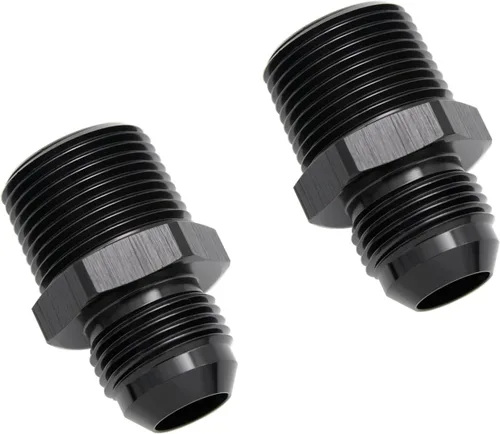 Miniatura 70 de Adaptador de tubo de manguera de combustible de aluminio recto 16AN acampanado a 3/4" NPT macho Unión de rosca negro