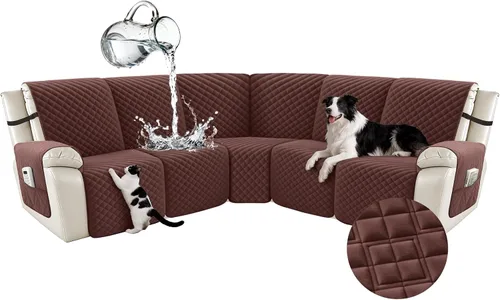 Miniatura 70 de Arfntevss Fundas para sofá seccional reclinable para sofá seccional en forma de L, funda antideslizante lavable para sofá reclinable con forma de L
