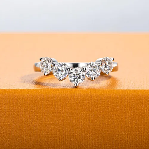 Miniatura 2 de Anillos de eternidad de moissanita, anillos de boda, color D, claridad VVS1, redondo, corte brillante, plata de ley 925, 56 piedras, anillos
