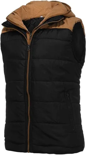 Miniatura 3 de WENKOMG1 Chaleco acolchado para hombre, cálido chaleco acolchado, liso, cómodo, sin mangas, cómodo y acogedor, con cremallera