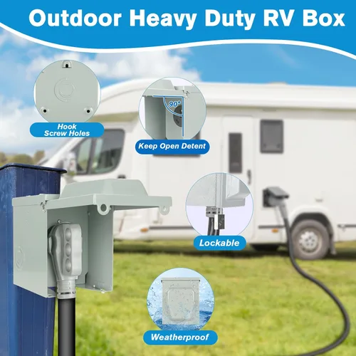 Miniatura 4 de BEBOBLY Caja de toma de corriente de 30 amperios para RV, receptáculo NEMA TT-30R de 125 voltios, enchufe exterior cerrado y con cerradura, panel