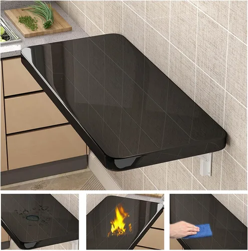 Miniatura 5 de Mesa de pared plegable flotante para laptop, escritorio plegable, mesa de comedor, mesa de lavandería, estante de pared plegable, escritorios