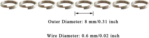 Miniatura 4 de 300 piezas de anillo dividido de metal de 0.315 pulgadas chapado en níquel para conectar cierres, dijes, enlaces y manualidades de adorno