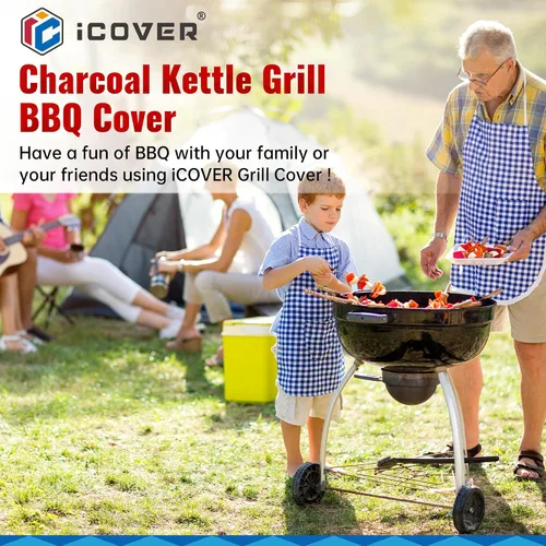 Miniatura 6 de iCOVER – Funda redonda para parrilla, cubierta de 29" de diámetro x 38" de alto para parrilla de carbón, cubierta impermeable para parrilla