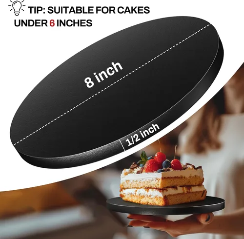 Miniatura 4 de Paquete de 4 tambores para pasteles de 8 pulgadas a prueba de grasa, tambor redondo sólido para tartas, suministros de decoración a prueba de Negro