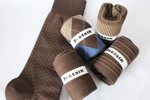 Miniatura 6 de Feetalk Calcetines de vestir modales para hombre, calcetines de algodón casuales con patrón resistente al olor