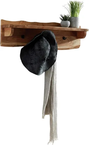 Miniatura 6 de Alaterre Furniture Alpine - Perchero de madera natural con borde vivo, gancho de pared de madera maciza de 36 pulgadas con estante superior y 4