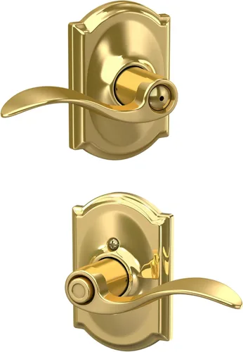 Miniatura 71 de SCHLAGE - Manija de puerta Accent con cerradura de paso libre para pasillo y armario en bronce antiguo - F10 ACC 716 Bronce Envejecido
