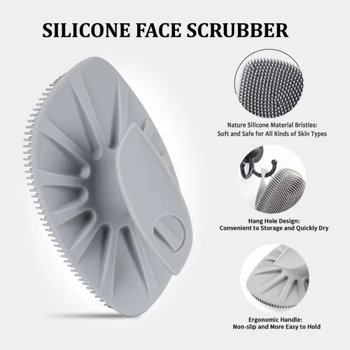 Miniatura 7 de Limpiador facial de silicona, cepillo de limpieza facial de silicona, almohadilla exfoliante suave y masajeador, para hombres y mujeres (azul)