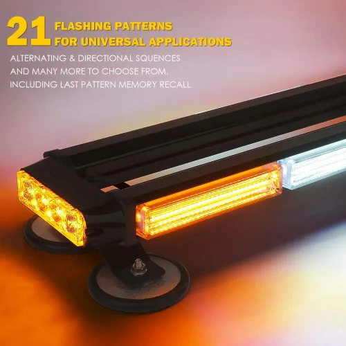 Miniatura 3 de Xprite Barra de Luces Estroboscópicas Intermitentes LED COB Ámbar para Techo de Doble Cara de 21" de Alta Visibilidad Luces de Baliza de Advertencia