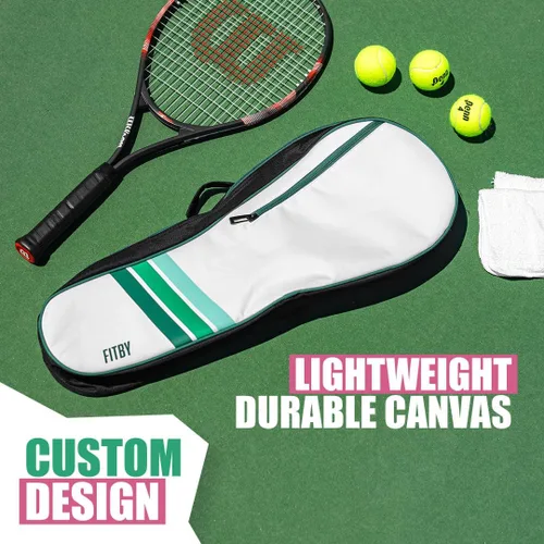 Miniatura 4 de Bolsa de tenis para hombres y mujeres, bolsa de raqueta ligera y duradera con correa ajustable para el hombro y bolsillos laterales, se adapta a