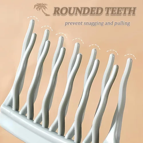 Miniatura 3 de Peine de dientes anchos de doble fila para mujer, peine desenredante de dientes grandes para cabello rizado y permanente, herramienta de peinado
