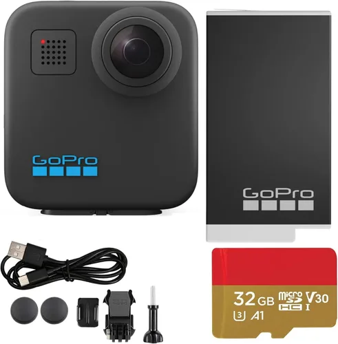 GoPro MAX 360 (2025) Cámara de acción | Cámara de acción 6K de doble lente 360 de video y foto 360 impermeable, estabilizada, controlada por voz con