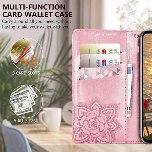 Miniatura 4 de Funda para Motorola Moto G Stylus 5G 2023, funda con tapa para mujer con estampado de mariposa en relieve de piel sintética, ranuras para tarjetas