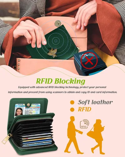 Miniatura 5 de Bistup Cartera para tarjetas de crédito para mujer, de cuero, para mujeres, adolescentes, niñas, tarjeteros, monedero de acordeón, pequeño, mediano
