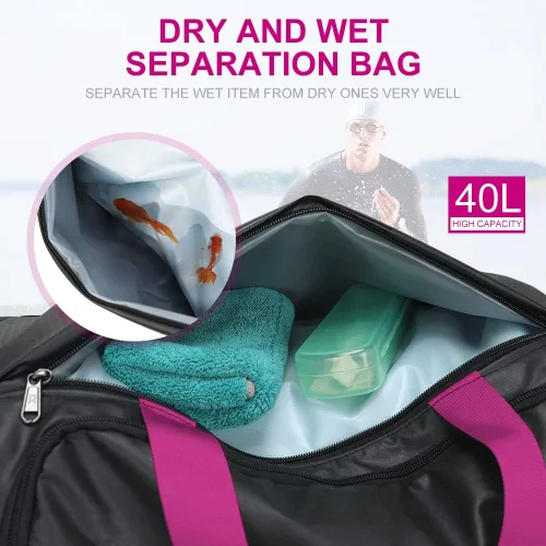 Miniatura 3 de Sports Gym BagINOXTO Travel Duffel Bag with Dry Wet Pocket And Shoe CompartmentFor Women and Men40L Fitness Waterproof Weekender Bag For Swim Sports