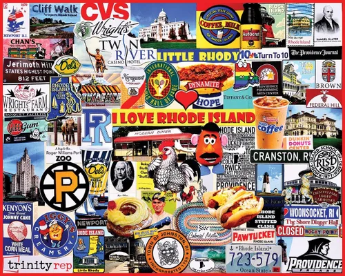 White Mountain Rompecabezas de 1000 piezas con collage de viajes estatales con piezas grandes para adultos y familia de 24 x 30 pulgadas, I Love