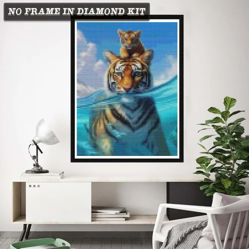 Miniatura 4 de Wergund - Kits de pintura de diamantes de tigre animal, kits de pintura de diamantes para adultos, bordado de diamantes de imitación de cristal