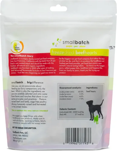 Miniatura 2 de smallbatch Pets Premium - Golosinas de corazón de res liofilizadas para perros y gatos, 3.5 onzas, fabricadas y obtenidas en los Estados Unidos, un