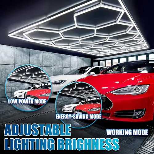Miniatura 2 de Luces LED hexagonales de garaje, 6500 K regulables, brillo ajustable, luces hexagonales de gimnasio para coche/lavado de autos